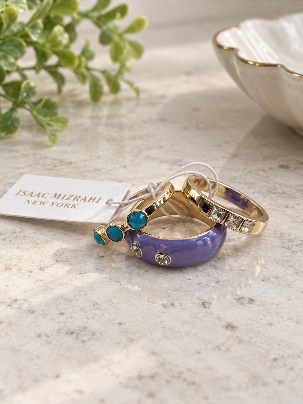 Isaac Mizrahi New York 3-Piece Ring Set Size 8 (BN2 po)